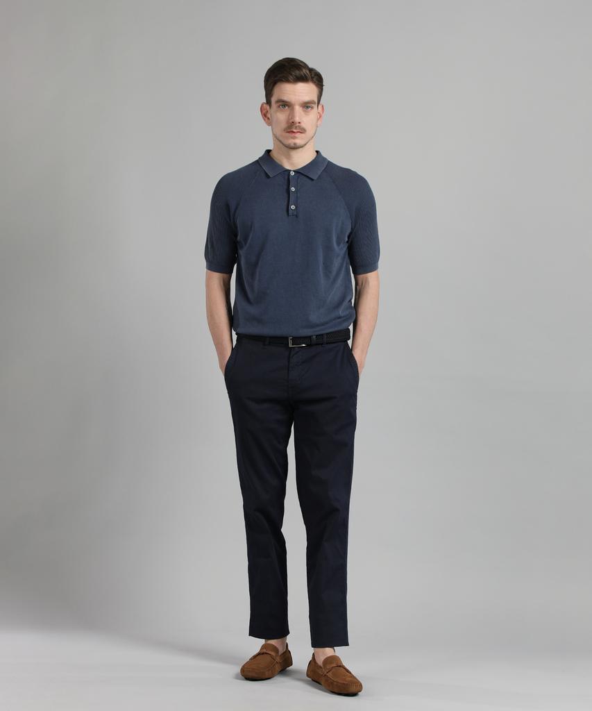 PANICALE Navy Cotton Raglan Polo Shirt
