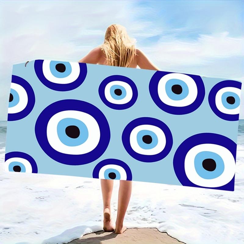 Glücksbringer böser Blick Strandtuch - Super saugfähige, schnell trocknende Mikrofaser, Blaue Nazar-Musterdecke für Picknick & Entspannung im Freien