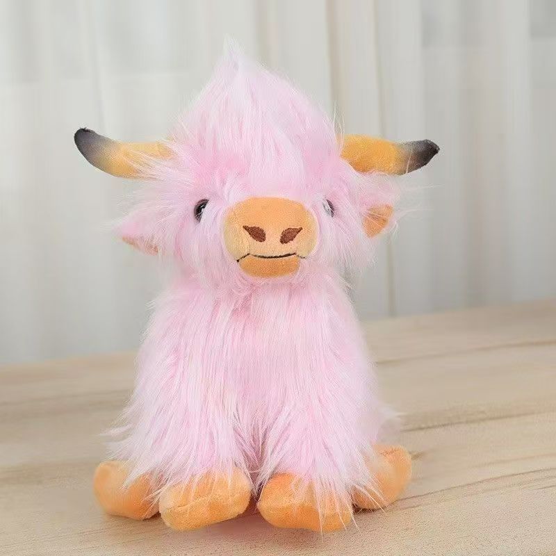 25cm Pelúcia Simulada de Vaca das Terras Altas Escocesas Variante Azul Fofa Bezerro de Fada Animal Bebê Presente de Aniversário de Natal para Criança