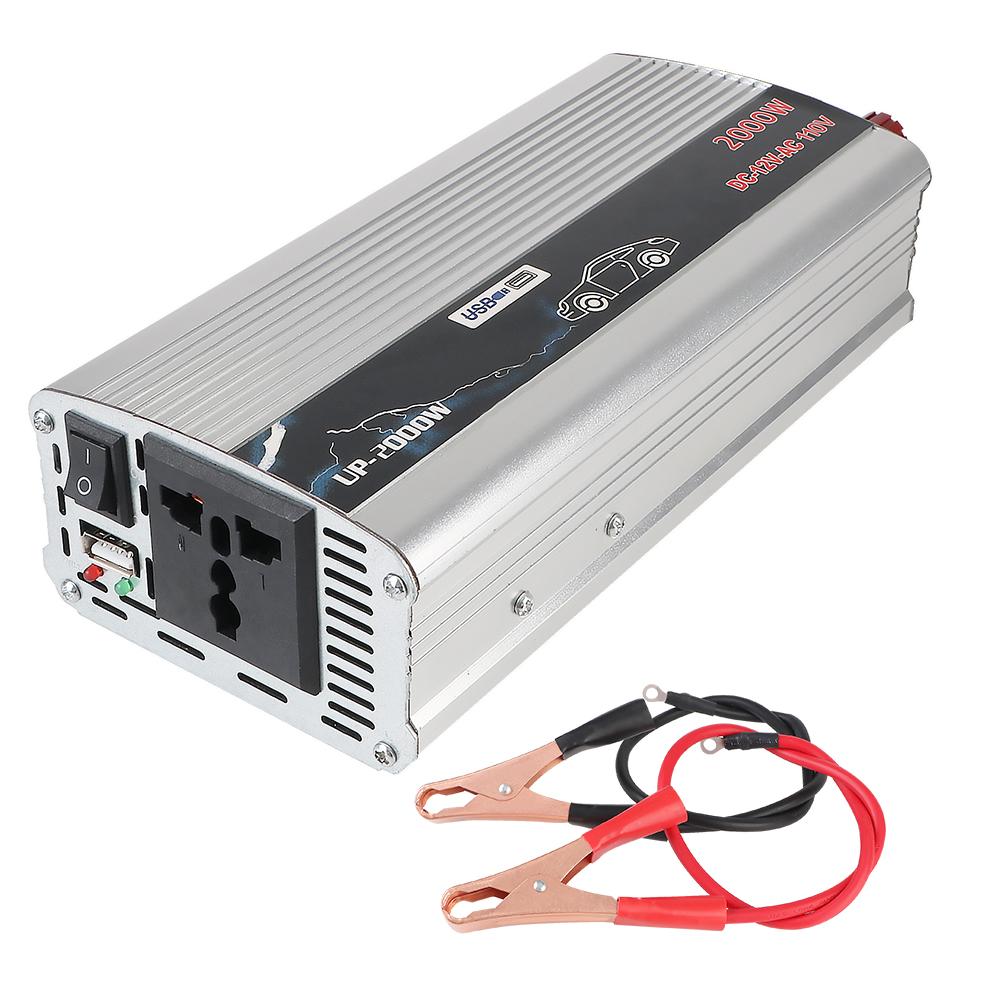 

Vehicle-Mounted Household AC Converter DC 110V To 220V 2000W Portable Socket With USB Car Power Invertor Metal Universal