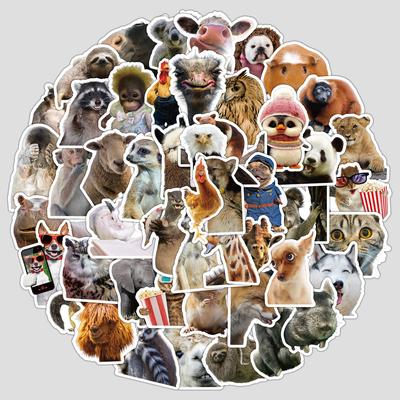 50 Cute Animal Expressions Graffiti Stickers Water Cup Suitcase Waterproof Decorative Stickers Cartoon Animal Stickers