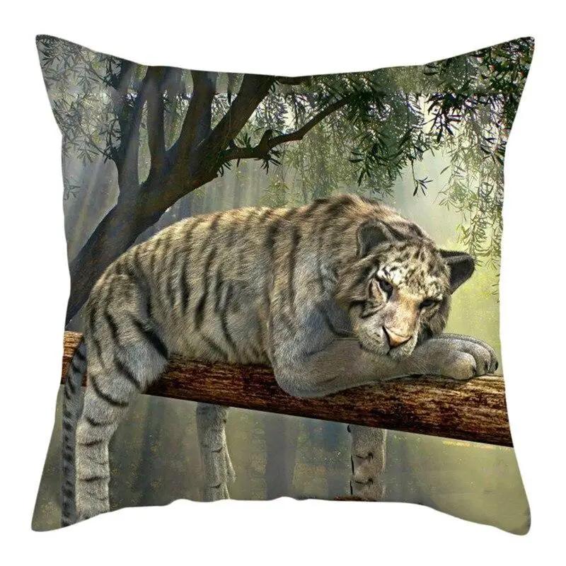 Tiger Lion Picture Pillow Case Animal Throw Cover For Home Bedroom Sofa Decorative Cushion