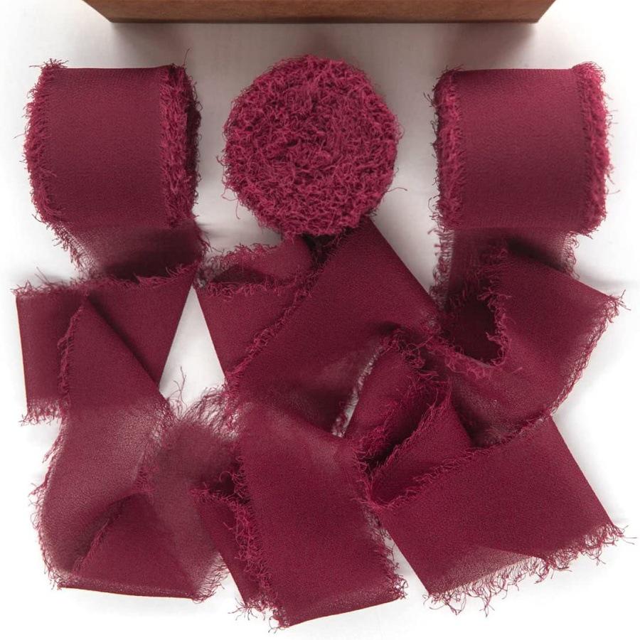 Nastro di Chiffon con Bordo Strappato per Biglietti con Fiori Freschi e Decorazioni per Regali di Matrimonio