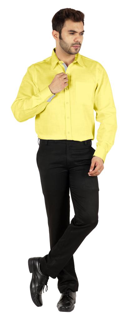 BestMan Formal Classic Button Down Cotton Shirts Inner Contrast Regular Fit Office Shirt For