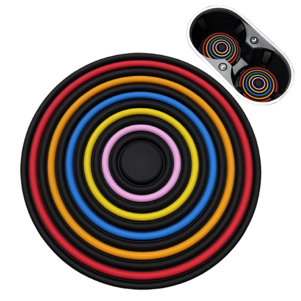 

NEW Car Cup Insert Coaster Creative Rainbow Colors Silicone Waterproof Non-Slip Sift-Proof Spill Saucer Car Interior Accessories чёрный