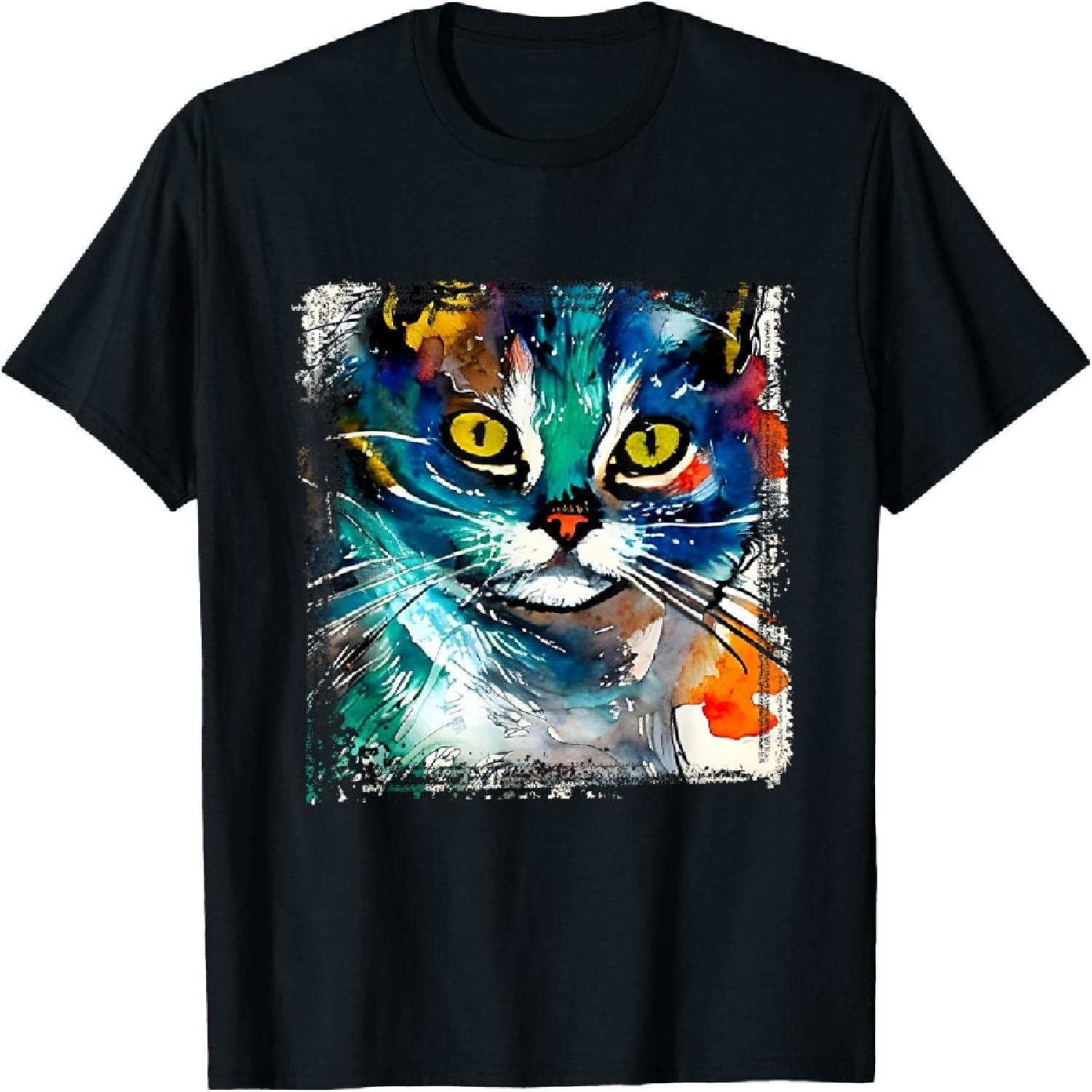 Abstract Cat Pop Art Graffiti T-Shirt S