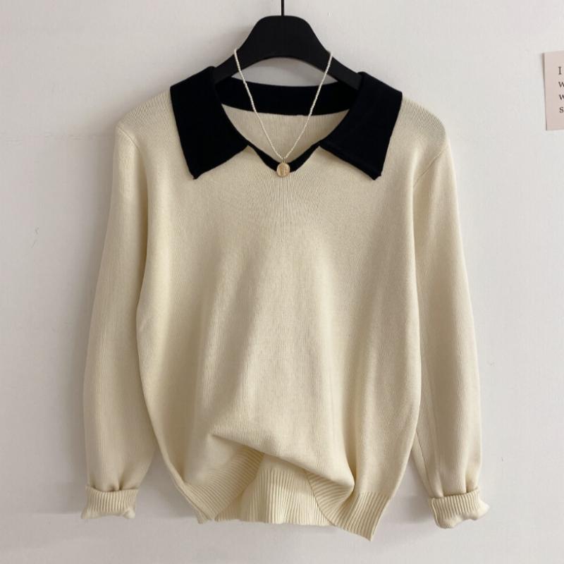 Honey J Women Diff An Color Block Slit Collar Knit 3 Color