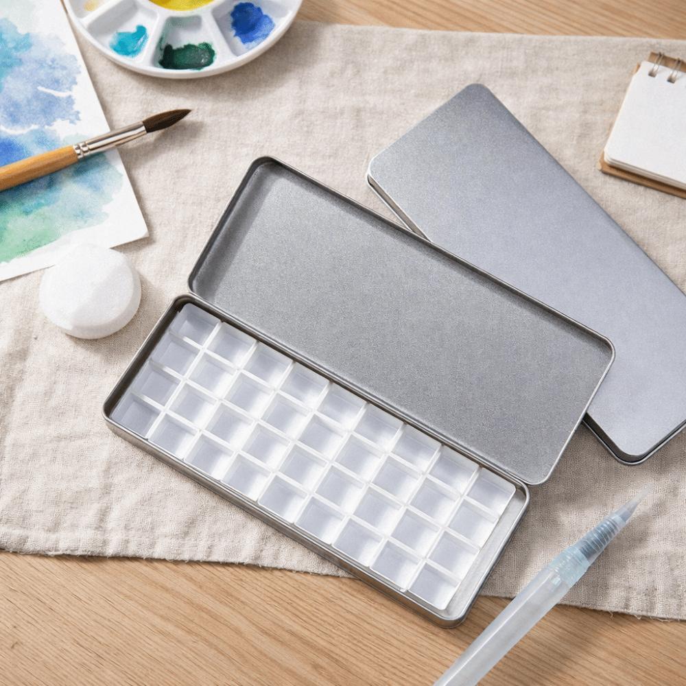 Empty Watercolor Portioning Box Portable Watercolor Paint Case Paint Palette Box Art Painting