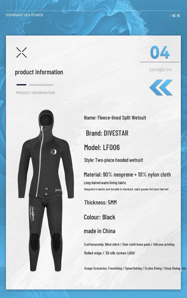 Qianxing Unisex 5mm Wetsuit Set - Cold Protection for Surfing, Winter Swimming, and Deep Diving