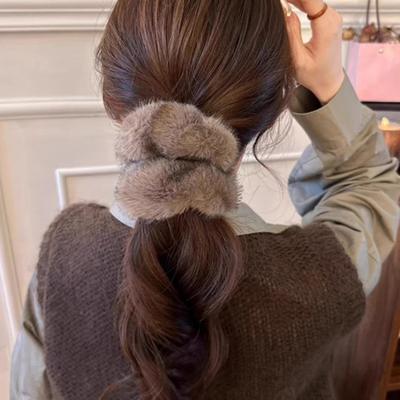 Damen Haarseil Große Größe Plüsch Haargummis Bequeme Passform Kein Ziepen Warmes Haarband Haaraccessoires