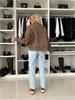 Veste courte en coton unie brodée à fermeture éclair courte Automne/Hiver 2025