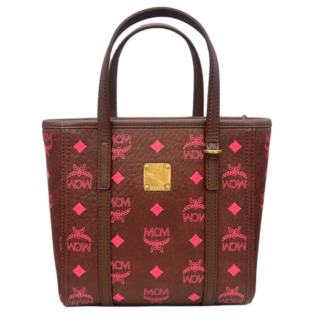 MCM Toni Canvas Tote Handbag Women's Purple & Brown MWPGSMT024B001