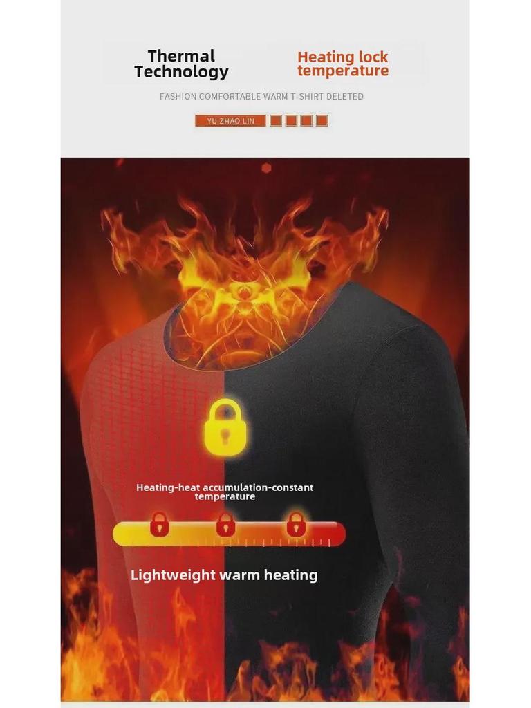 Men's Round Neck Long-Sleeve Velvet T-Shirt for Autumn & Winter Warmth