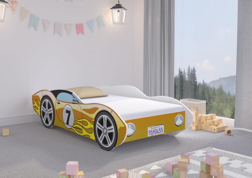 Cama infantil Coche CORVETTA 140x70 AMARILLO