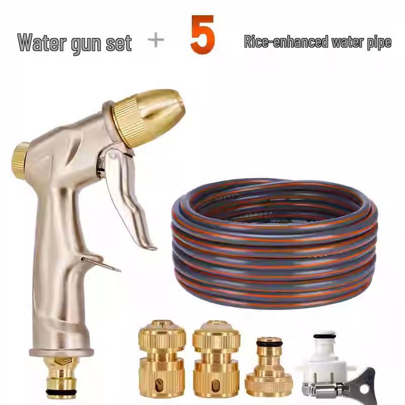 High-Pressure Car Wash & Garden Hose Nozzle with Brush - Multi-functional for Rinsing, Watering, and Cleaning.