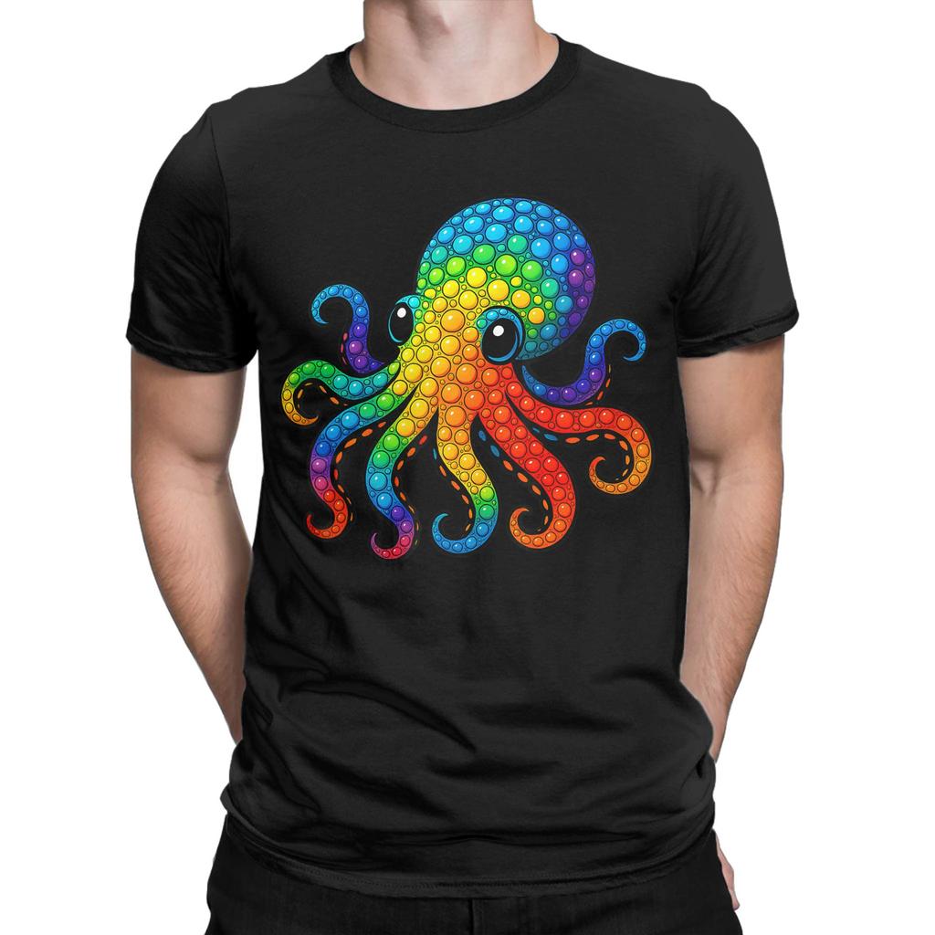 Mens Cute Octopus Lovers Fans T Shirt  100 Cotton Tops Funny Short Sleeve Round Neck Tees Printing TShirt