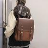 PU Leather Laptop School Bag Simple College Students Backpack Large Capacity Backpack  Travel