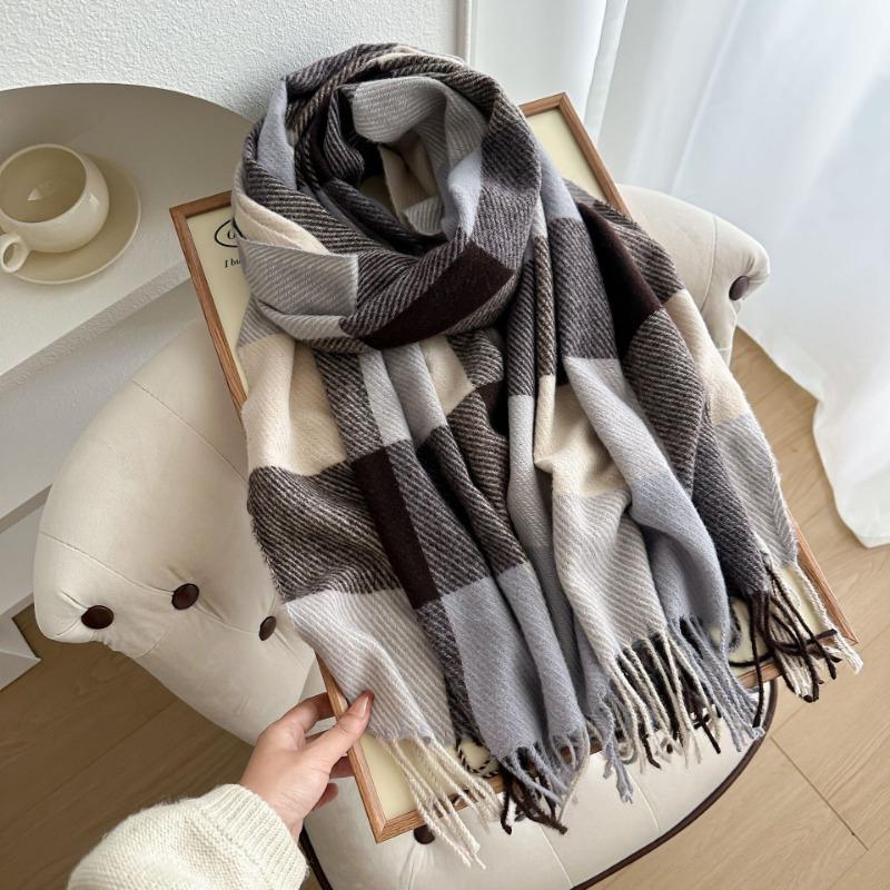 Classic Square Premium Shawl Soft Skin-friendly Tassel Plaid Scarf Warm Couple Student Scarf