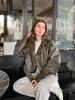 Women Oversized Vintage Loose Pu Faux Leather Short Jacket with Belt Streetwear Female Zipper Retro Moto Biker Coat Outwear