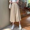 2026 Summer Women's High-Waisted Ice Silk Wide-Leg Pants - Korean Style Casual Loose Skirt Pants