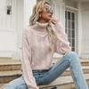 Vintage Fashion Elegant Casual Autumn Women's Solid Color Twist Long-sleeved Turtleneck Bottoming Sweater