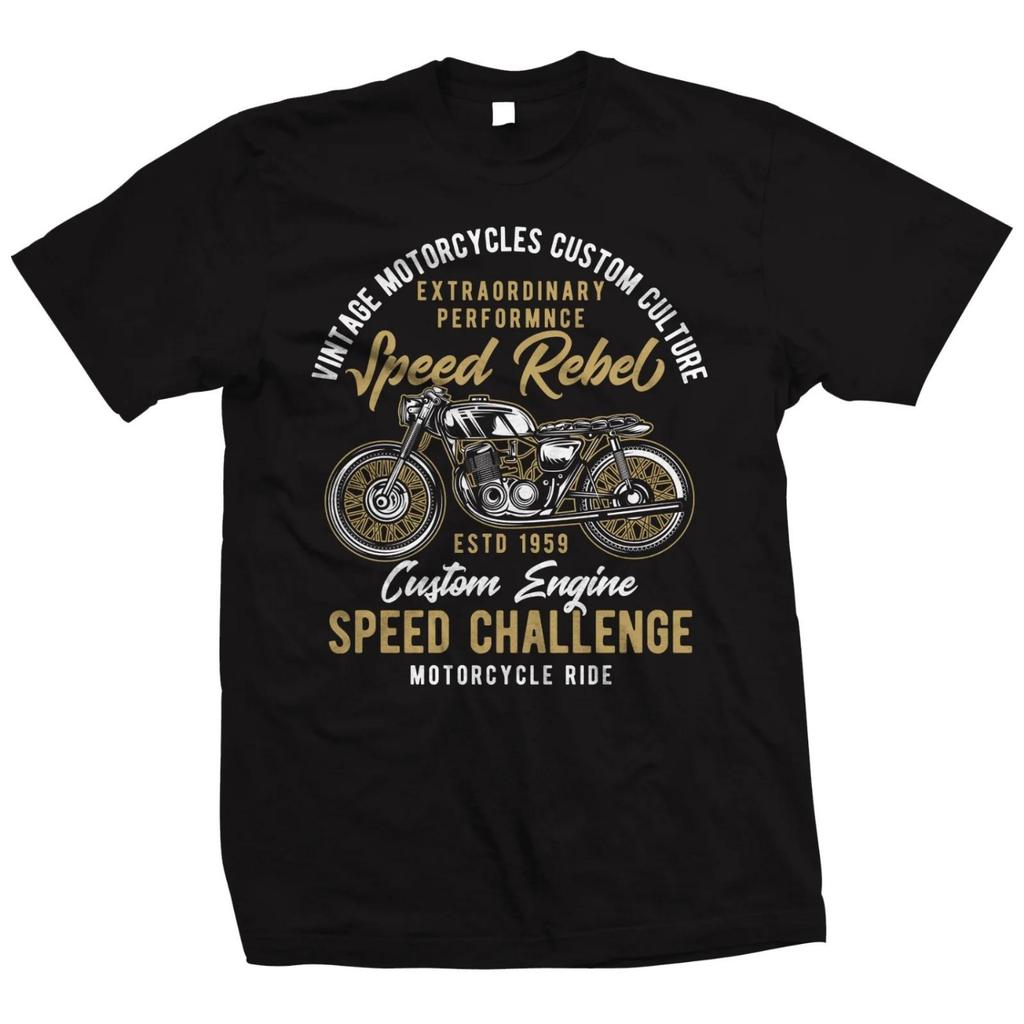 Biker Herren Baumwoll T-Shirt Motorrad Übergröße Druck Cool Fashion Streetwear Klassisches Übergrößen T-Shirt Neuheit Motorrad Top S-4XL
