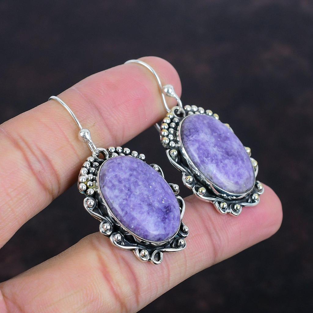 Lepidolite Earrings Gemstone Earring 925 Sterling Silver Earring Handmade Jewelry Very Pretty Dangle Earrings Gifts For Her Wedding Jewelry