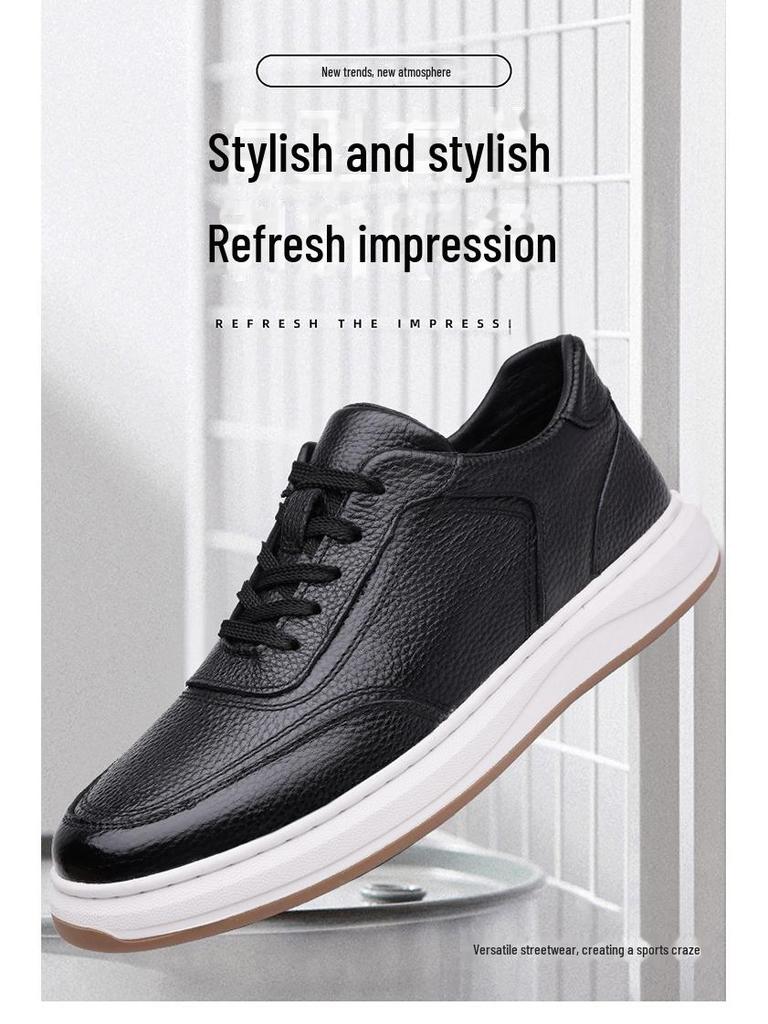 Men's 2024 Autumn Soft Leather Casual Sneakers - Soft Sole White Cowhide Shoes
