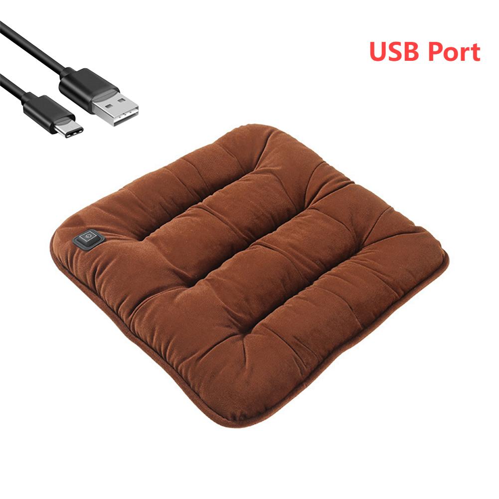 Winter Heated Car Seat Cover Heated Cushion USB/Cigarette Port Office Heated Seat Cushion Warm Pad Heating Warmer Cushions