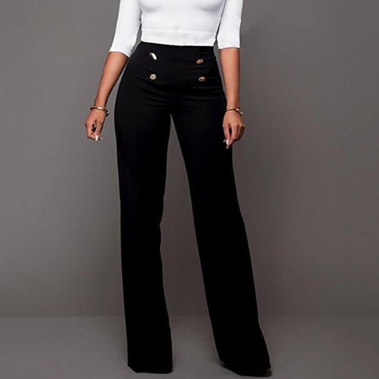 Trousers Loose Slim-fit Solid Color Women Wide Leg Pants for Casual