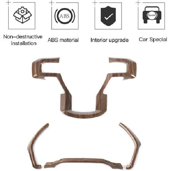 Wood Grain Dashboard Panel Steering Wheel Cover Trim Kit for Ford F150 2015-
