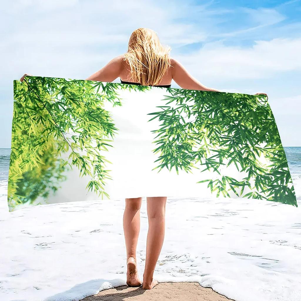 Bamboo Print Oversized Sand Free Beach Towel Women Summer Quick Dry Beach Towel Mens Microfiber Lightweight Travel Beach Towel