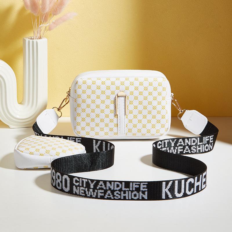 New women's bag fashion two-piece camera bag letter broadband simple printing shoulder messenger bag one generation
