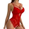 European and American Women Sexy Lingerie Floral Lace Bodysuit Hollow Out Mesh See Through Underwear