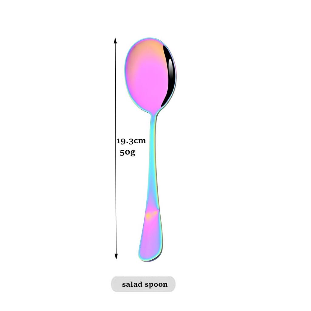 1Pcs Colorful Dinnerware Stainless Steel Salad Spoon Dessert Spoon Kitchen Tableware Ice Cream Tea Coffee Spoon Kitchen Gadgets