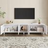 Lowboard TV Table Living Room, TV Cabinet with 5 Doors, Metal Feet, Made of PB and MDF, Modern Storage TV Board