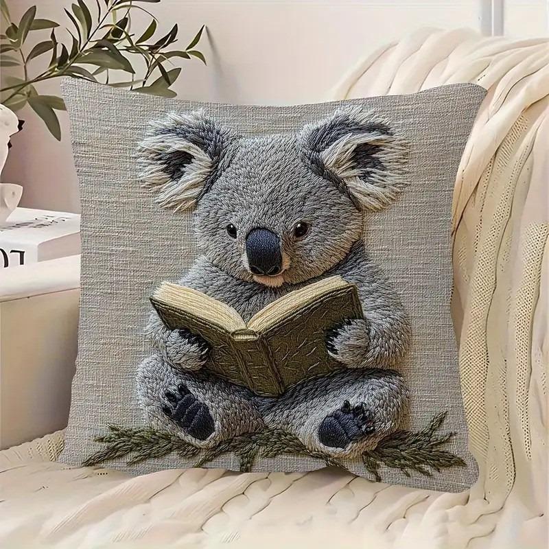 Colorful Bohemian Short Plush Pillowcase 45x45cm Adorable Kitten Living Room Bedroom Decor (Pillow Insert Not Included)