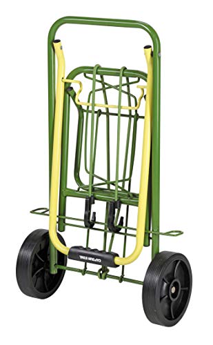 Capitán Ciervo (CAPITÁN CIERVO) Carrito de transporte plegable bicolor con cuerda de gancho, capacidad de peso 30 kg, amarillo x verde, UL-1039 F