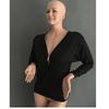 Fashion Full Women Sleeve Sexy Deep V Neck Blouse Plus Size Sweater Zipper