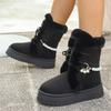 Fashion Non Slip Thick Bottom Furry Snow Boots Women 2025 Winter Pearl Bead Fluffy Fur Ankle Boots with Platform Warm Plush Suede Shoes