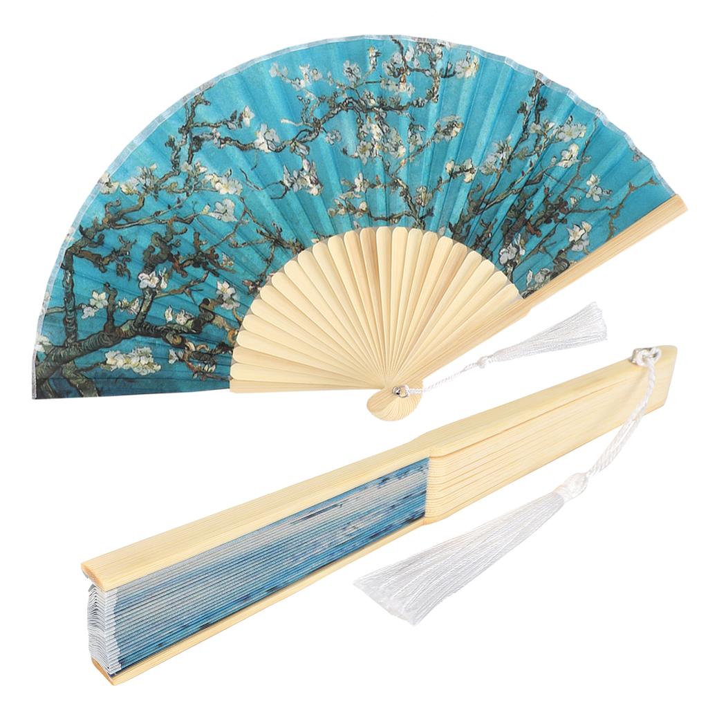 Buy 2Pcs Folding Fan Manual Bamboo HandHeld Apricot Blossom Wash