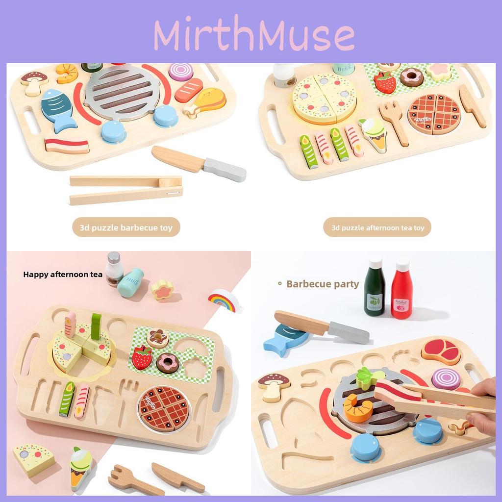 Kitchen Wooden Toy Set With Snack And Bbq Play Food For Children Fun Learning