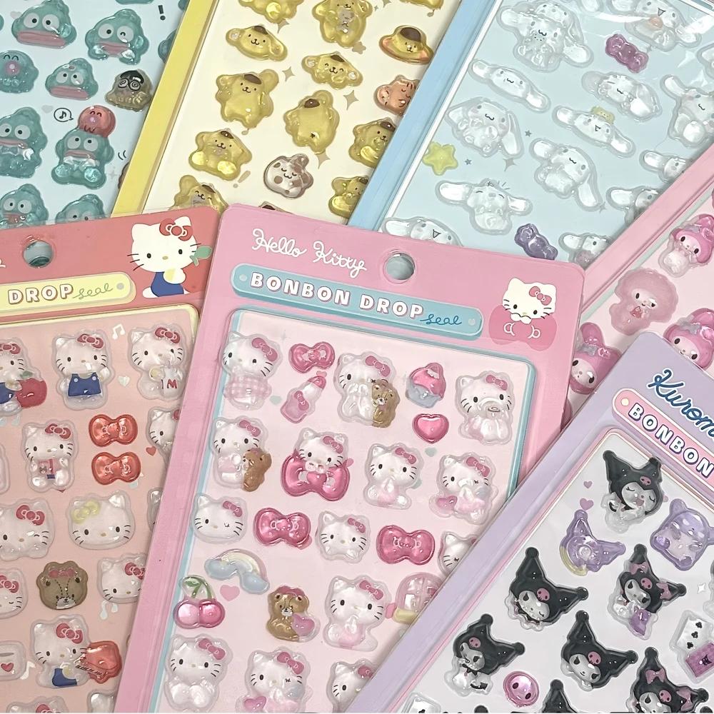 Style7 Sanrio Series 3D Stickers Stereoscopic Relief Crystal Bubble Cute My Melody Kuromi Cartoon Kid Reward Decals Decoration