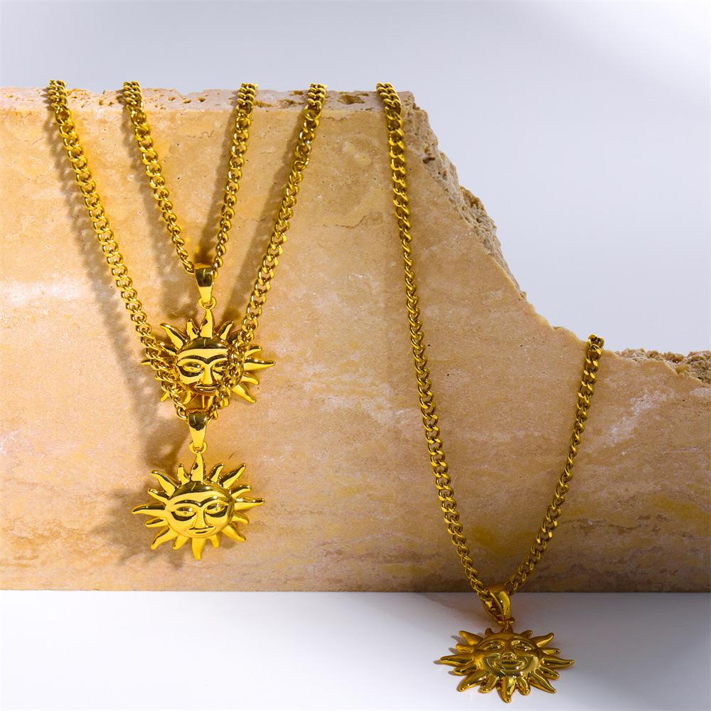 Sun Pendant Necklace Stainless Steel Jewelry Gift
