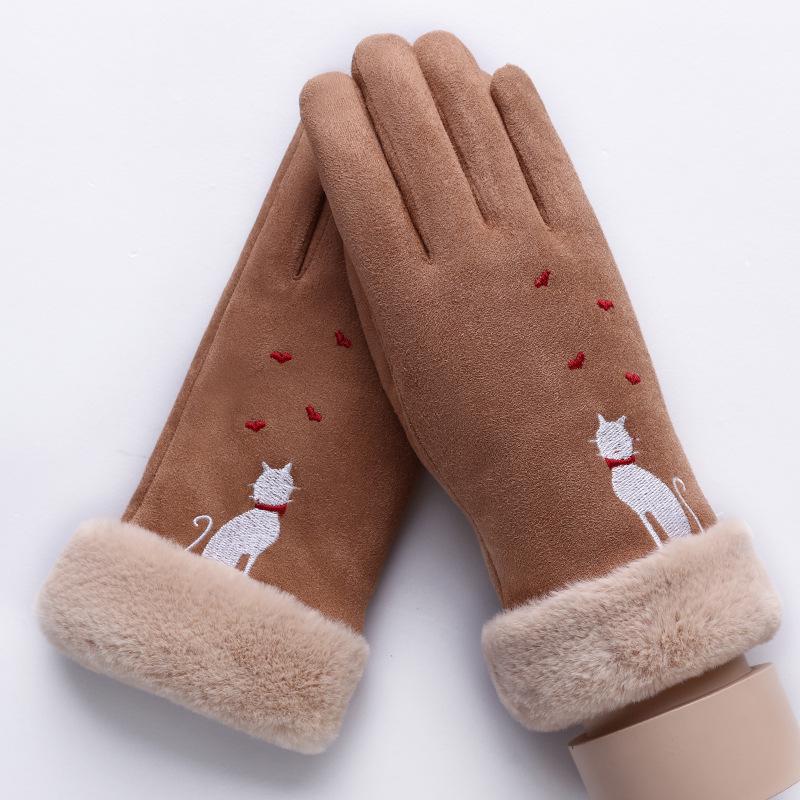 

Велосипедные перчатки для женщин, новые зимние, с сенсорным экраном, замшевые, с флисовой подкладкой, утолщенные, высокого качества one size fits all