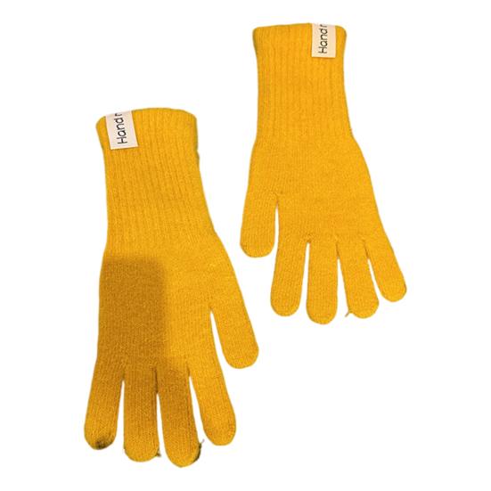 Winter Knitted Gloves Stretchy Warm Gloves Solid Color Fingered Gloves