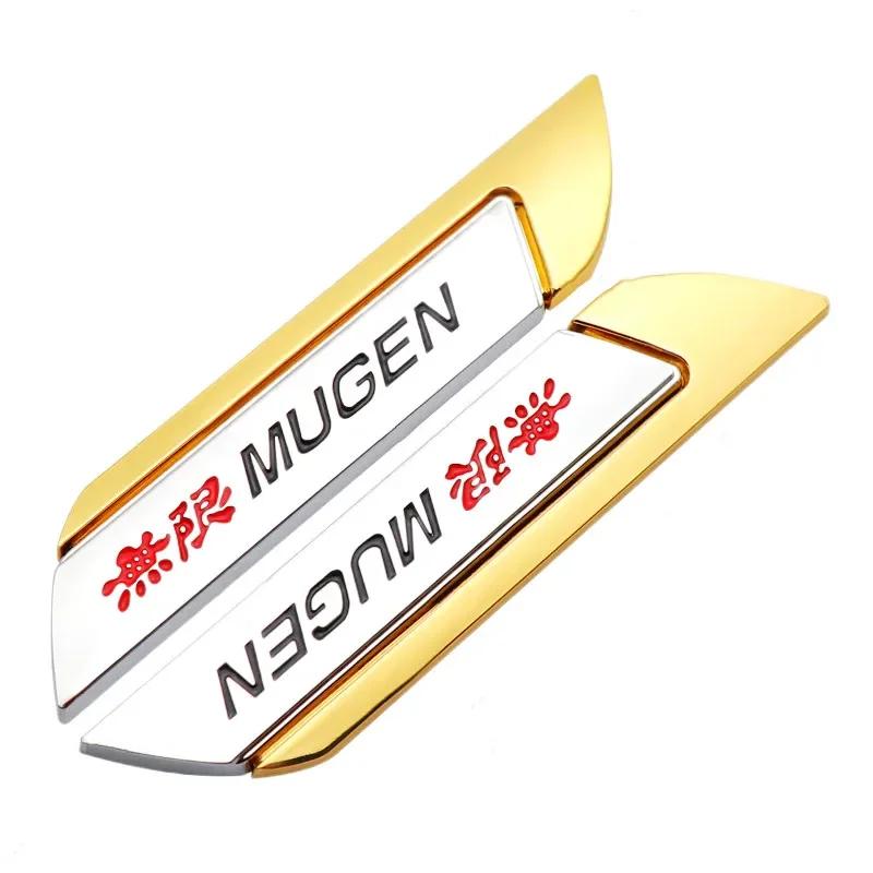 

1Pairs 3D Metal MUGEN Logo Side Fender Blade Car Emblem Badge Sticker Decals For Honda Civic Odyssey Accord CR-V FIT City