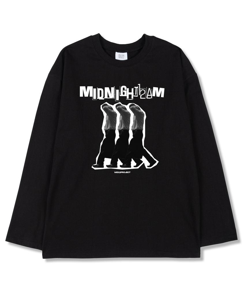 MIDNIGHT12AM Workman Oversized Long Sleeve T-Shirt Black (Ribbed Cuffs Selectable)