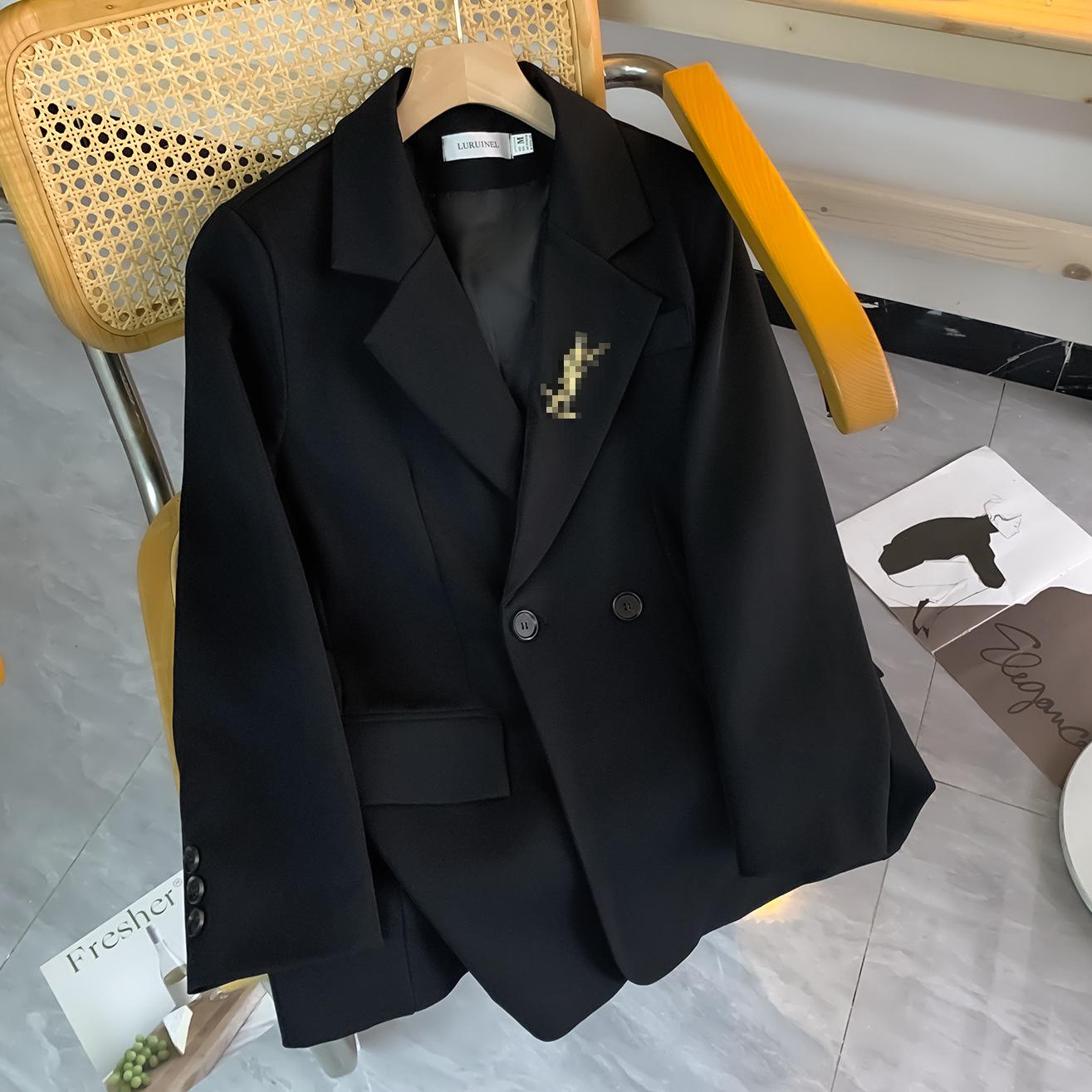 

Korean Oversized Women’s Casual Suit Jacket - Fashionable British Style S чорний