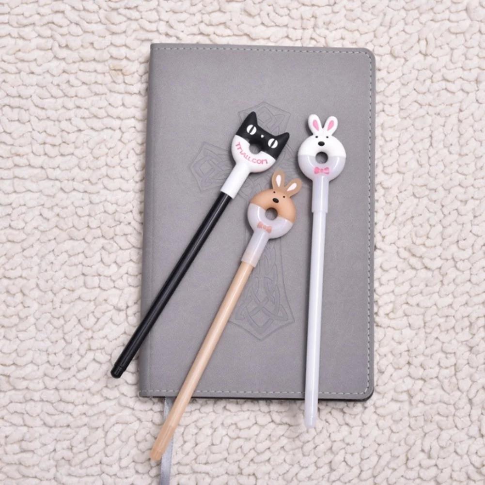 3 Pack Cute Plastic Ballpoint Pens Creative Cartoon Rabbit Cat Ballpoint Pen Gel Pen Signature Pen Children Gift Stationery